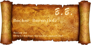 Becker Bereniké névjegykártya